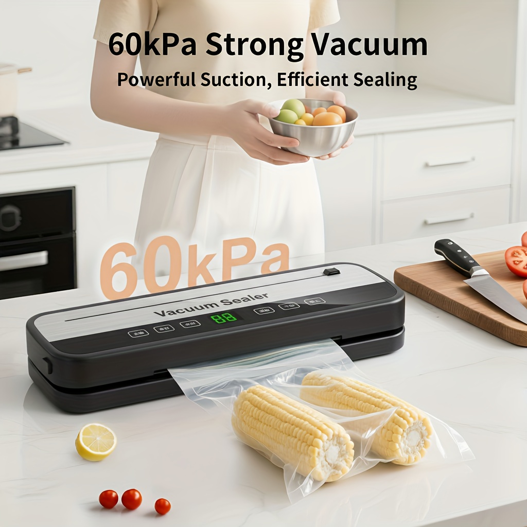 TEMU 60000 Pa Commercial Vacuum Sealer Meal System With 10 Free Packaging Bags, Drying/wetting Mode, 6-in-1 Sealer For Storage And Sous Vide,