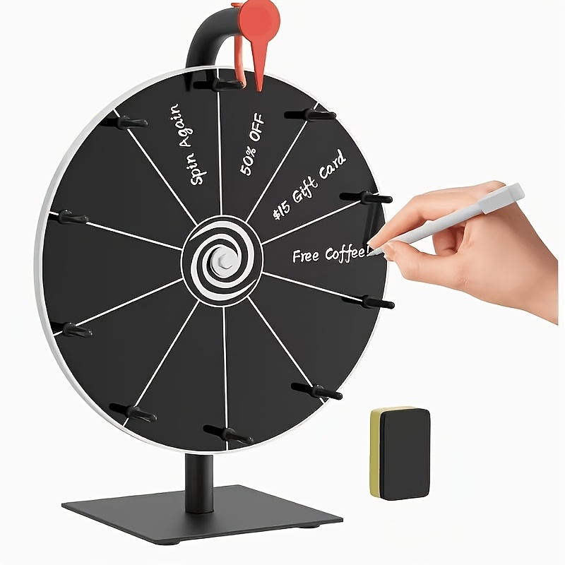 TEMU Ruota della fortuna girevole portatile, misura 30 cm, con per lavagna e gomma - Per giochi da festa, giochi per riunioni e articoli per feste,