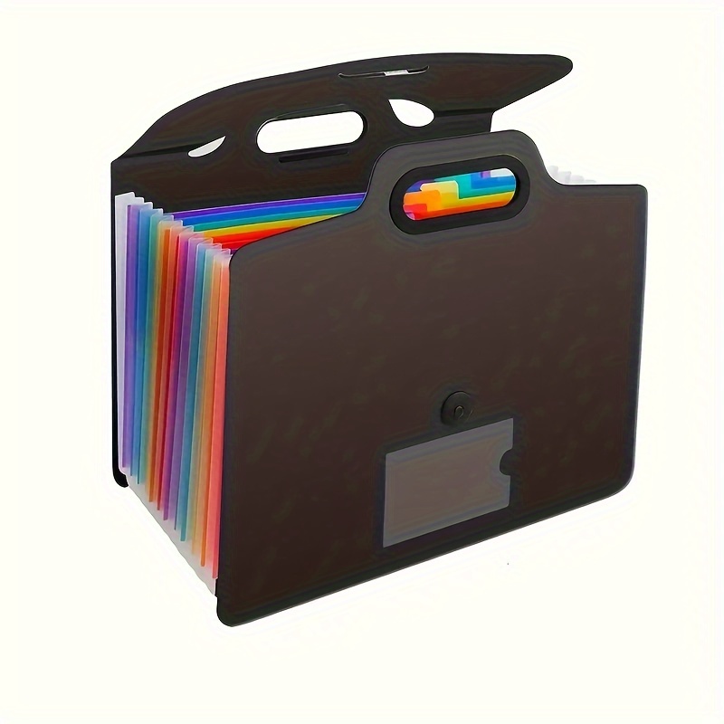 TEMU 13-pocket Expanding File Folder With Handle – Portable A4 Letter Size Accordion Organizer Box, Pp Material With Colorful Labels Set