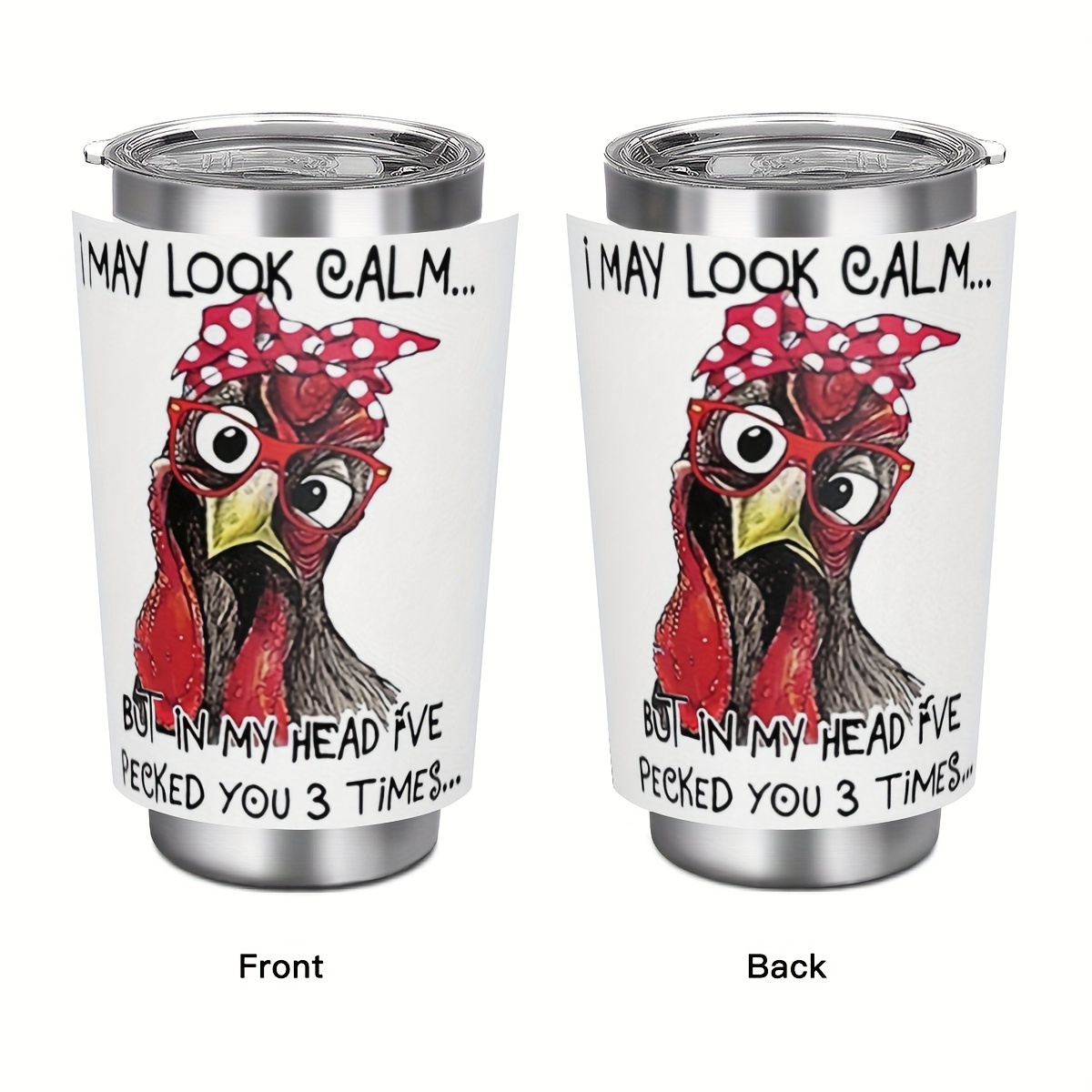 

20oz Stainless Steel Chicken Tumbler With Lid - Insulated Drinkware For Summer And Winter - Perfect For Outdoor Travel And As A Christmas Or Valentine's Day Gift For Your Best Friend