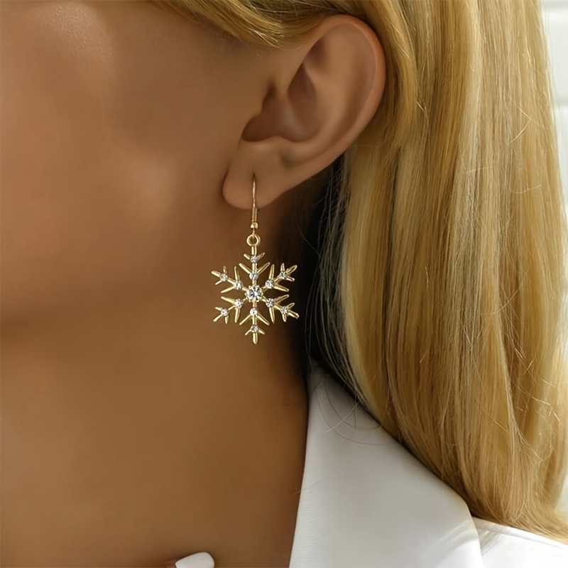 TEMU 2pcs/set Christmas Rhinestone Snowflake Women's Earrings Suitable For Christmas Gifting Women's And Holiday Wear