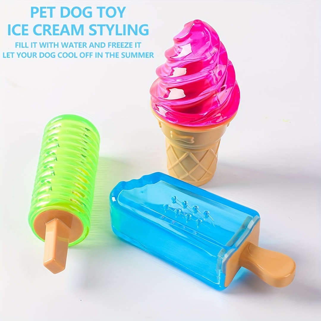 

Qzee Cooling Ice Cream Pet Toy - Durable Chew & Teeth Grinding For Small Dogs, Water-filled Fun Squzzy Toys For Dogs Hard Chewing Toys For Dogs