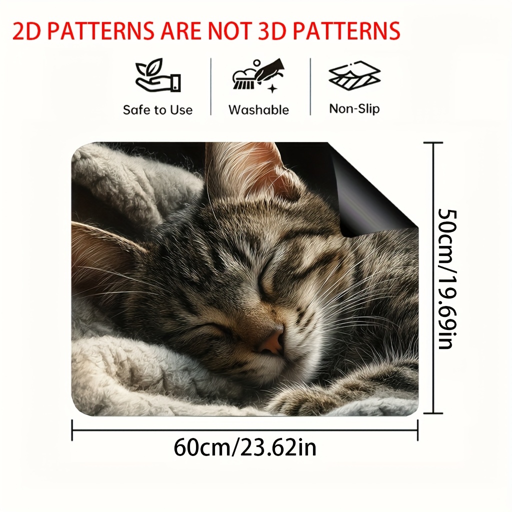 TEMU 1pc, 2d Flat Printing Stove Top Protector Cover, Cute Sleeping Cat (2), Versatile Dish Drying Rack Mat Suitable For Countertop Protector Pad,