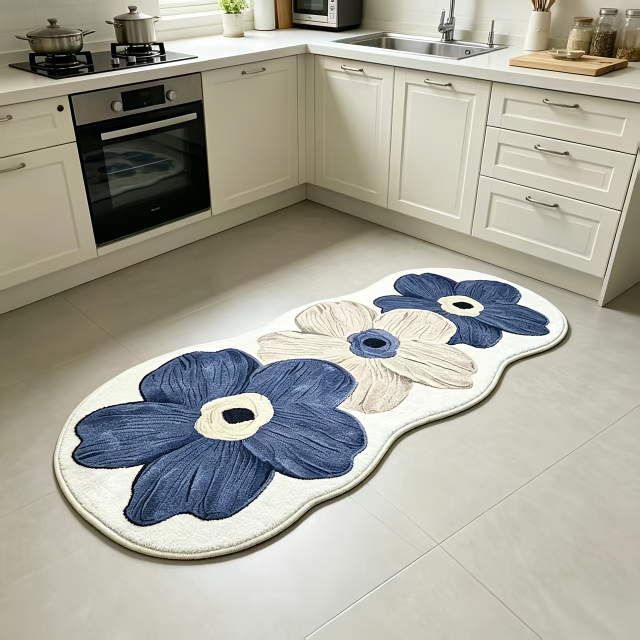 TEMU 1000g Non-slip Luxury Floral Plush Rug, Rubber Non-slip Backing, Soft And Comfortable, Water Absorbent, Machine Washable And Easy To . Perfect