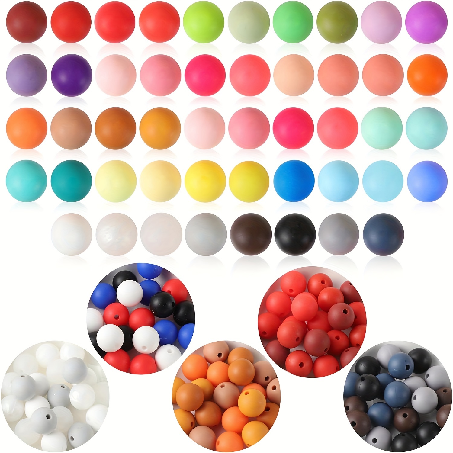 

300pcs Silicone Beads Set For Making - , Non-fade Round Beads In Assorted Colors For Bracelets & Keychains, Creative Gifts And Party Favors