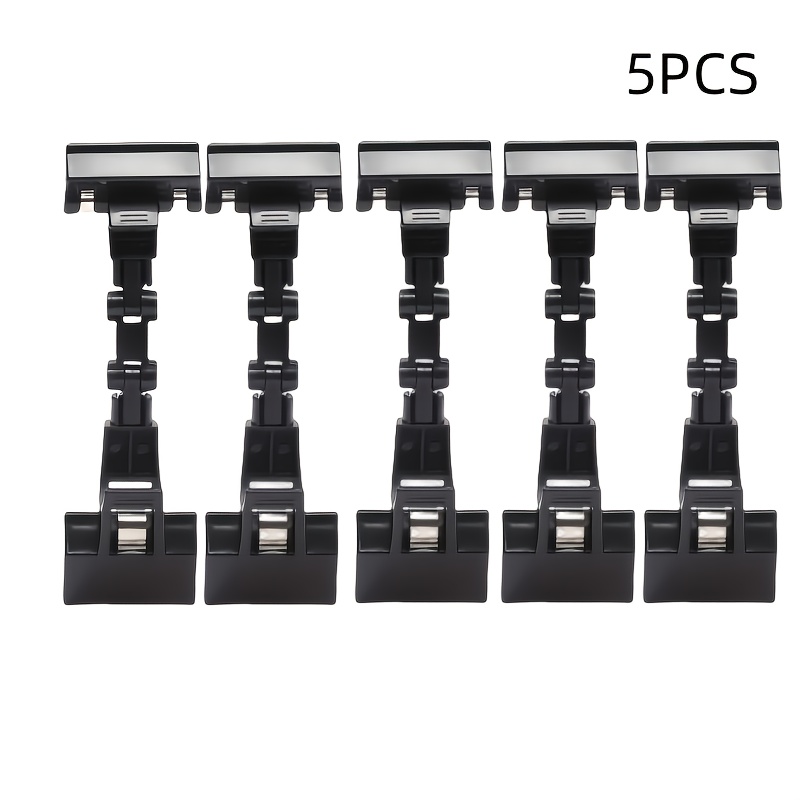 TEMU 5pcs Adjustable Double-headed Rotating Clips - Durable Pvc Material, Black, For Foldable Paper & Canvas, Computer Monitors & Drawing Boards,