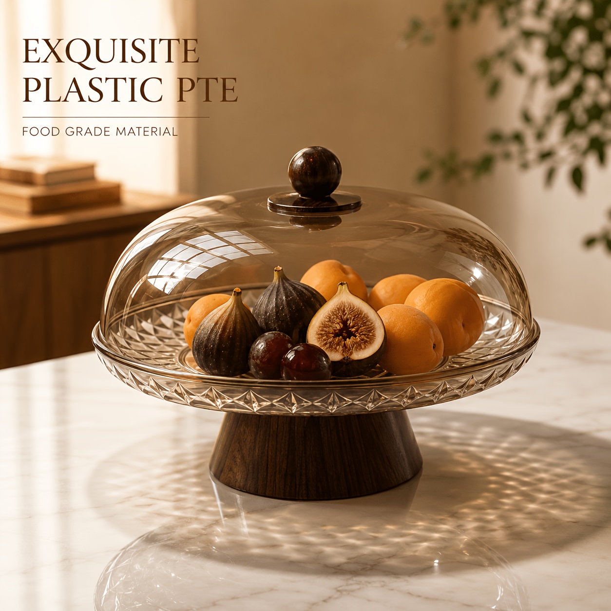 Vintage-style Plastic PET Material Exquisite Lidded Fruit Tray, Cake Stand, and Serving Tray, Ideal for Afternoon Tea or Party Food, Ramadan, Spring Festival, and New Year Candy Dishes, Outdoor Fruit Plates. Can Be Used as Cupcake Stands, Tiered Cake