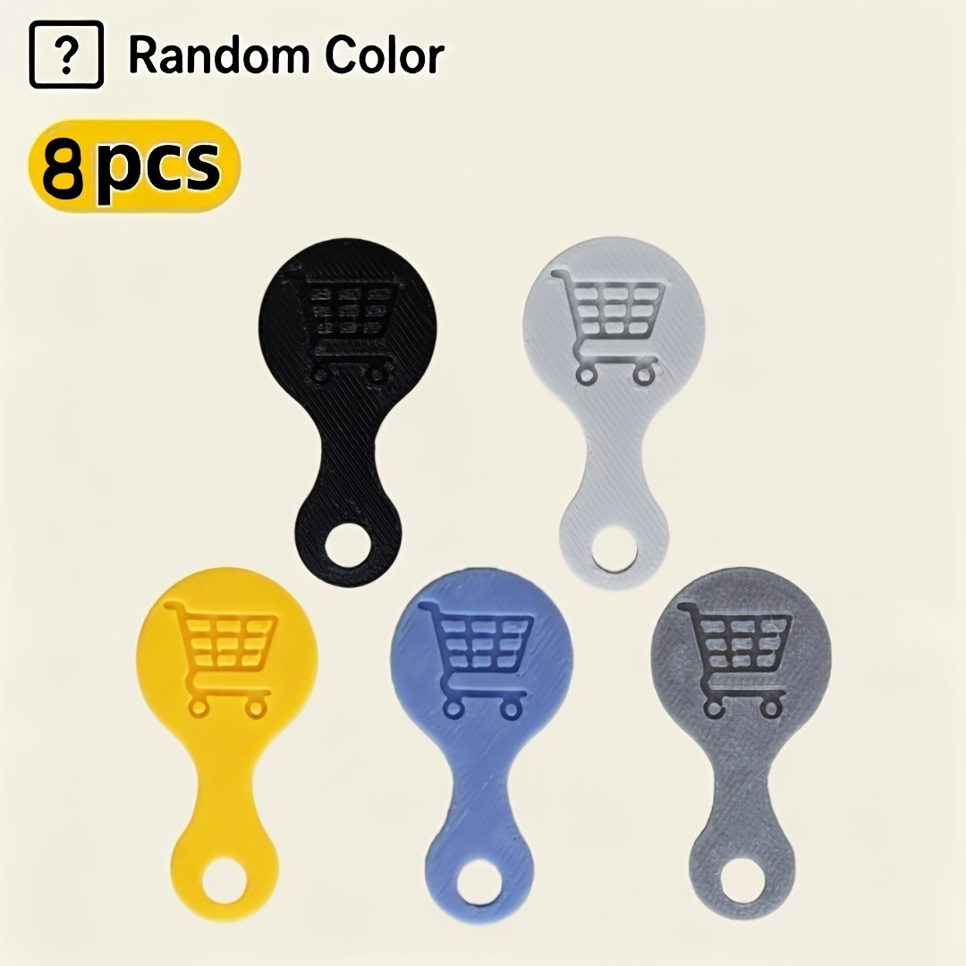 TEMU 8pcs Random Color Shopping Cart Keys, Party Key Ring Gift Bag, Creative Key Chain Additions Pendant, Portable And Practical, Anti-lost Shopping