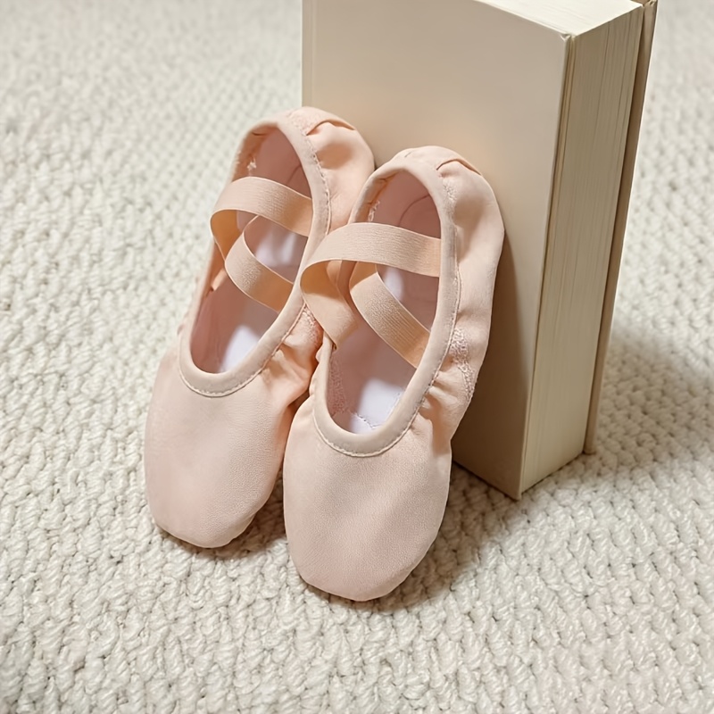 TEMU Scarpe da ballo per balletto in tessuto elasticizzato da donna, scarpe da per adulti con cinturino incrociato e suola morbida per allenamento