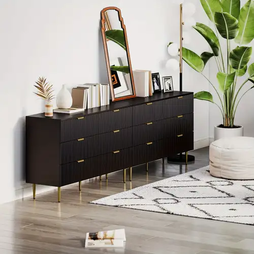 * 6 Drawer Dresser for Bedroom Chest of Drawers Golden Handles and Legs * 6 Drawer Dresser for Bedroom Chest of Drawers Golden Handles and Legs