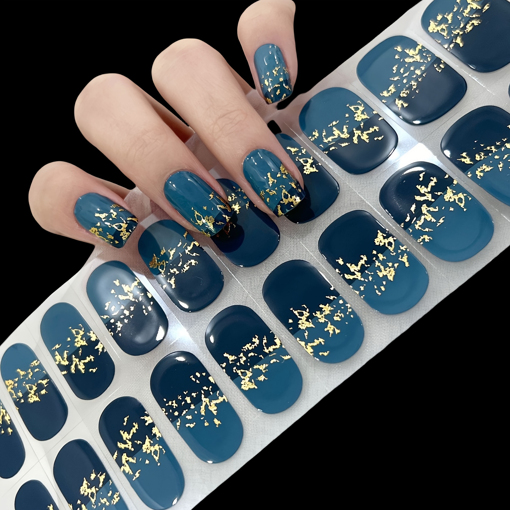 Image of -finger Hot Stamping No-bake Gel Nail Sticker, Fashionable Autumn And Winter Nail Stickers, , No Lamp Required