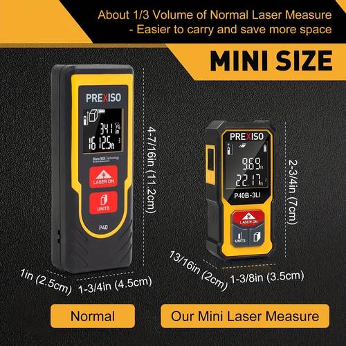 mini laser distance meter 135ft 40m high rechargeable laser measure tool with pythagorean mode area volume multi unit conversion ft ft in for indoor outdoor use laser distance measure durable plastic body