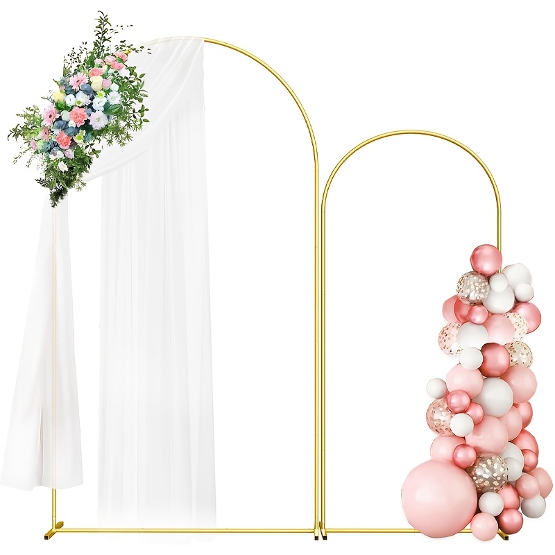 Image of 6.5ft + 5.9ft Golden Archway 2pcs Set, Suitable For Wedding Parties And Ceremonies, Halloween And Christmas Decorative Backdrops.