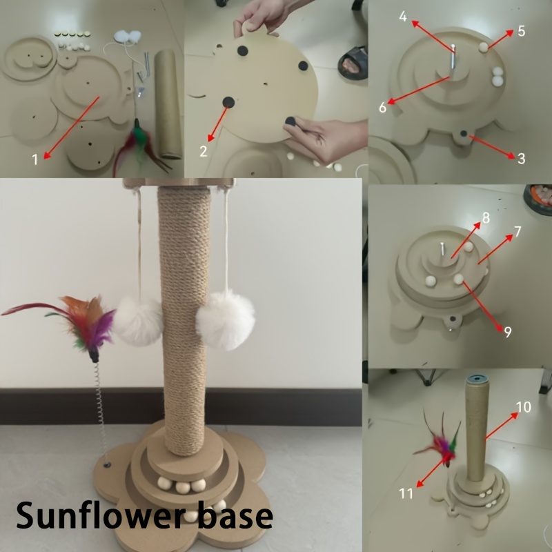 E-shop Interaktiver Kratzbaum für Katzen mit Jute Kugelbahn – Langlebiger multifunktionaler Selbstunterhaltungskratzbaum, batterielos, Katzenspielzeug,