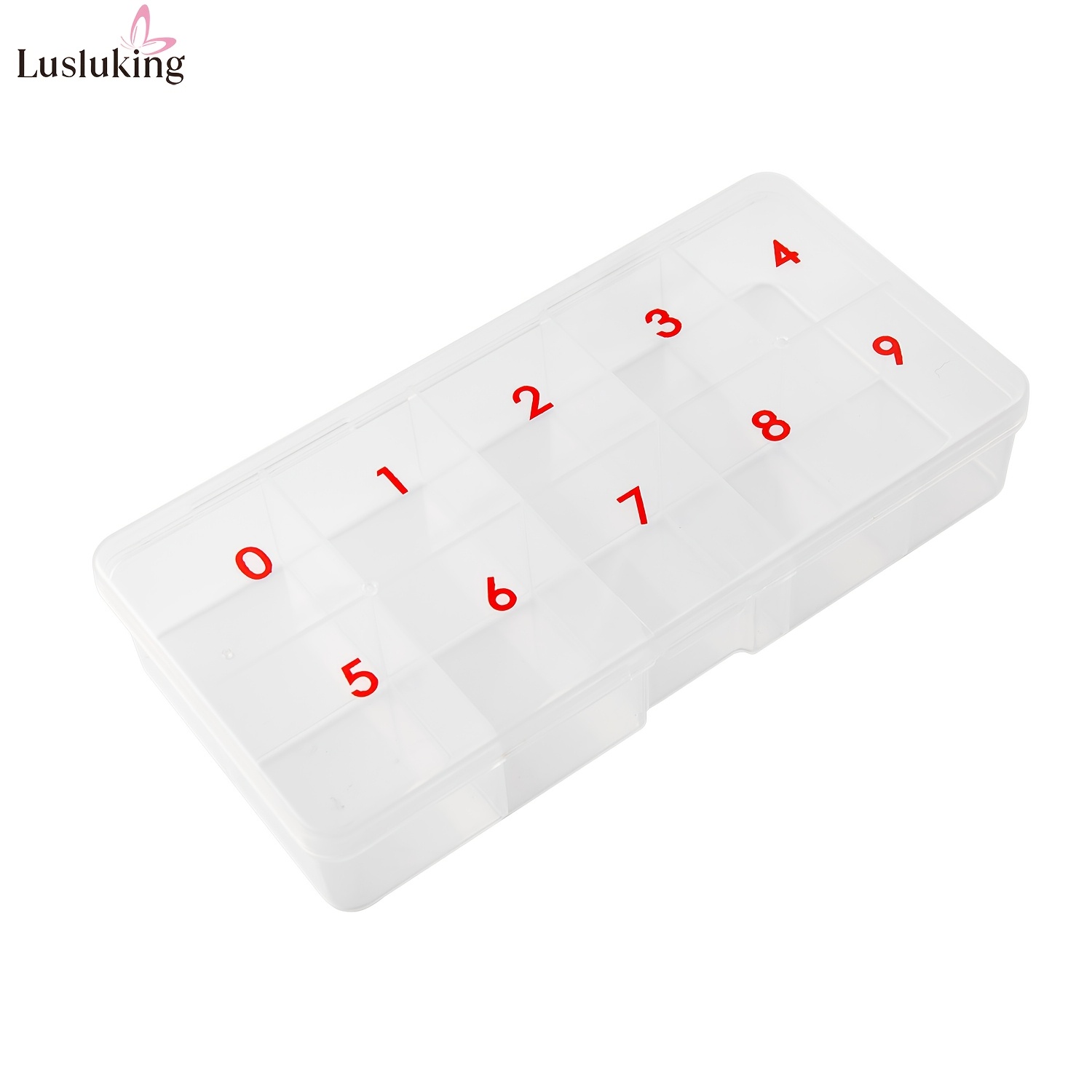 Lusluking False Nail Tips Storage Box With Translucent Lid & Compartments Suitable For False Nails, Nail Art Tips Organizer Case, Natural Plastic Acrylic Empty Box For Nail Care, Manicure & Pedicure