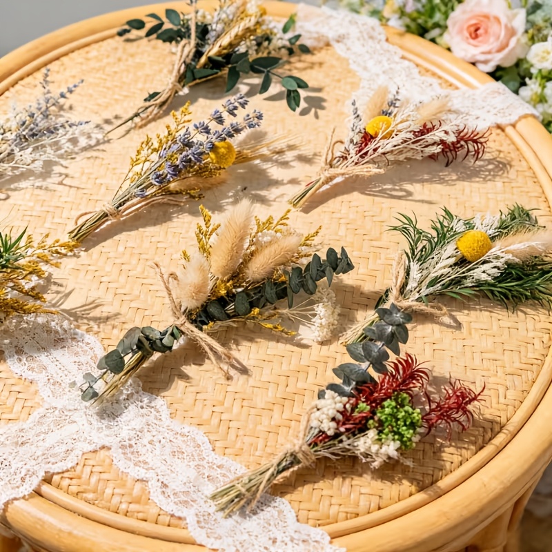 118pcs Dried Boho Natural Pampas Grass, Bouquet For Wedding Holiday Party Office Bottle Decor, Mix Reeds Plants, Dried Bunny Tails Leaves Wheats Lavender Ball Flower Floral, Fluffy Perfect Gift