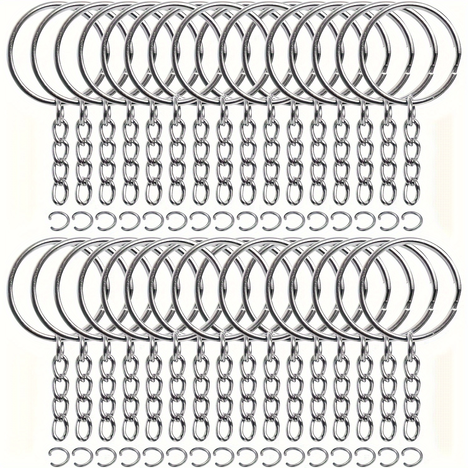 

/60/30pcs Bulk Keychain Detachable Keychain Ring With Chain, Keychain, Keychain Parts With Open Jump Ring And Connector 50/30/15pcs Keychain Chain 50/30/15pcs Jump Ring