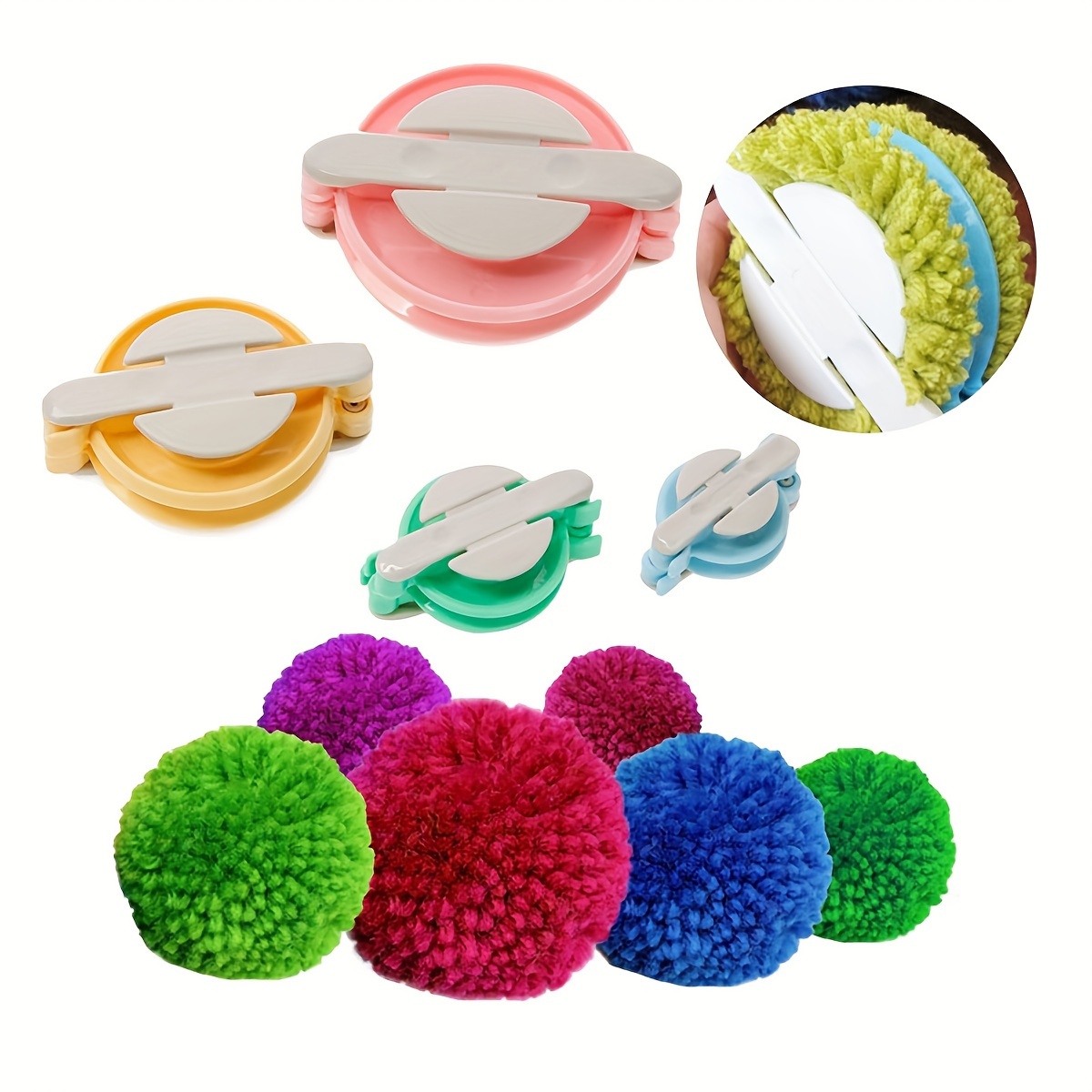 

4pcs Round Pom Pom Maker Diy Pom Pom Maker Wool Pom Pom Maker Doll Plush Ball Making Tool Set