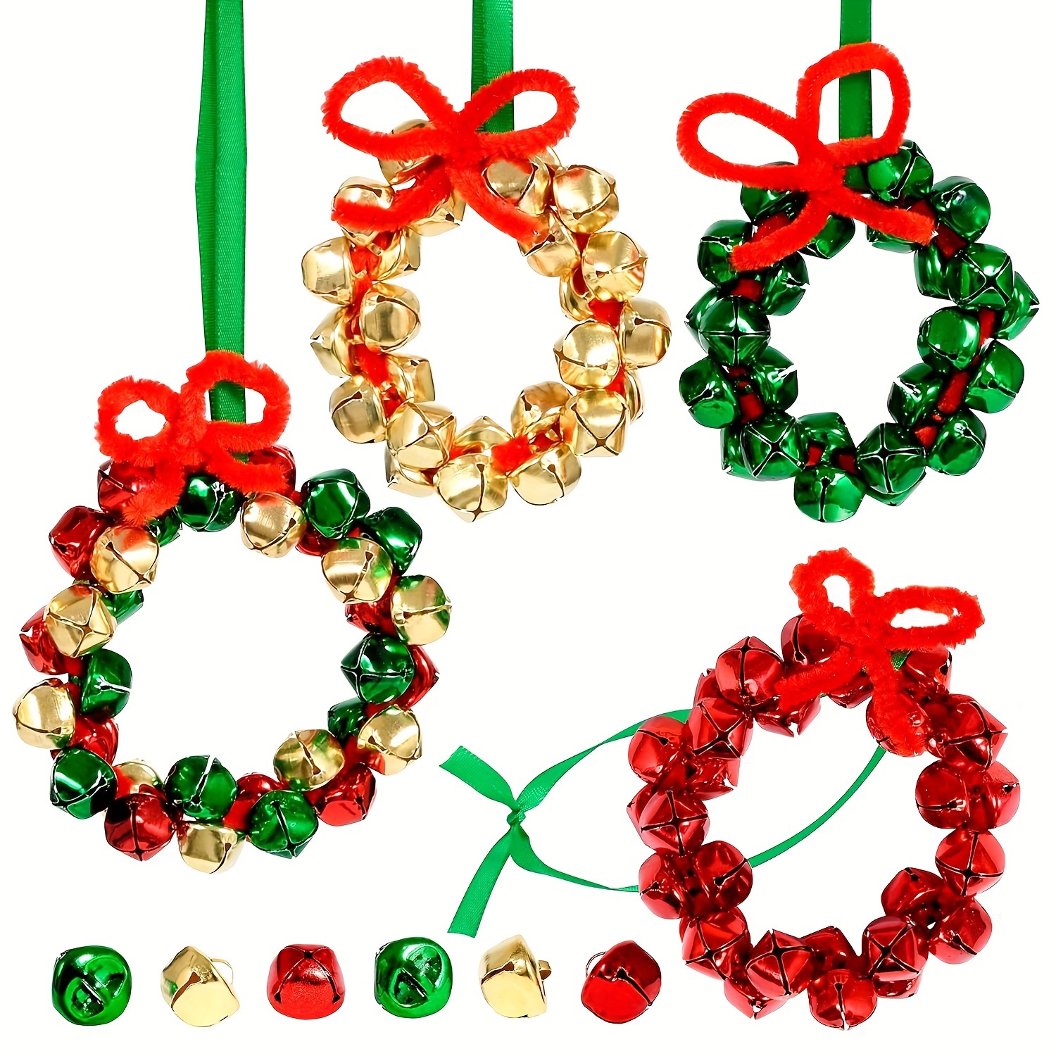 

Christmas Bell Wreath Craft Kit – Polyester Diy Jingle Bell Ornament Making Set For Holiday Party Decorations – Universal Christmas Tree Hanging Decor – Non-electric, Featherless