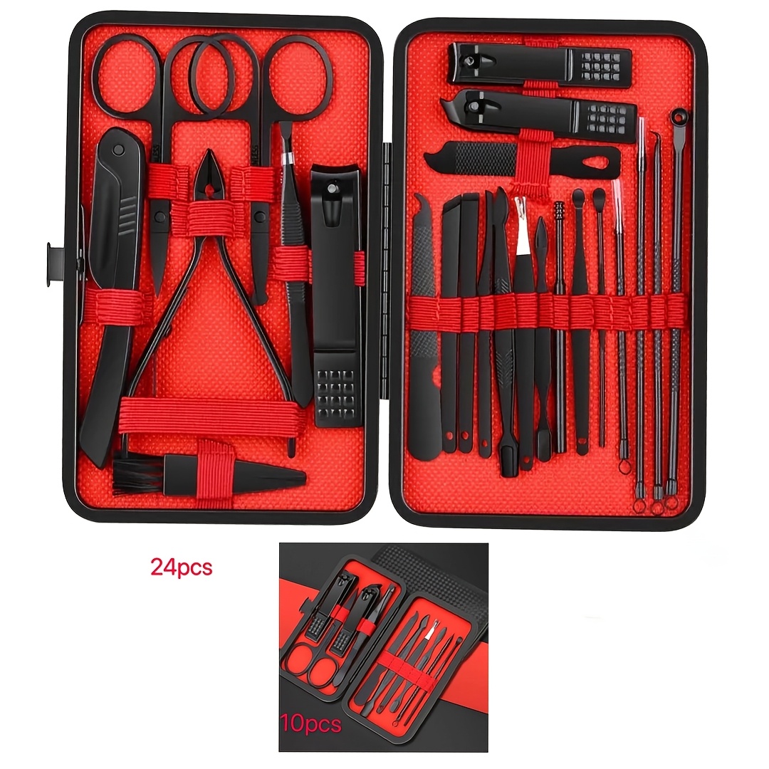 HANTEKAS Maniküre-Set 9-in-1 Für Männer & Frauen – Edelstahl Nagelknipser & Pediküre-Werkzeuge Mit Ledertasche, Praktisch Für Reise & Alltag