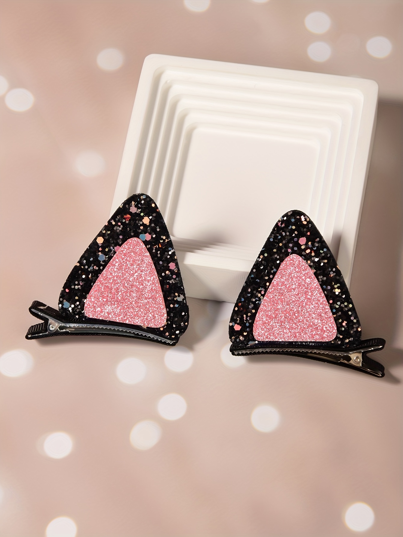 2pcs of Onion Powder Cat Ears Clips Cheapest Items Available Fashion Pink Cat Movie Star Series Daily Dress Up Hair Accessories