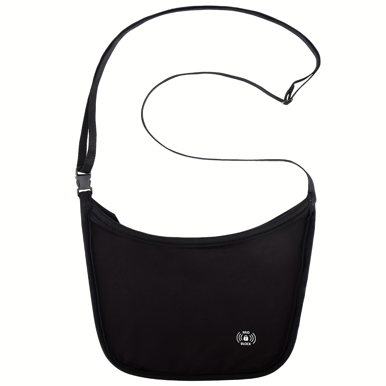 Image of Anti-theft Women's Concealed Crossbody Bag, Rfid Hidden Money Pouch For Women, Passport Holder, Undergarment Travel Bag, Lightweight, Adjustable Strap, Zipper Closure, Foldable, Unlined, For Going Out