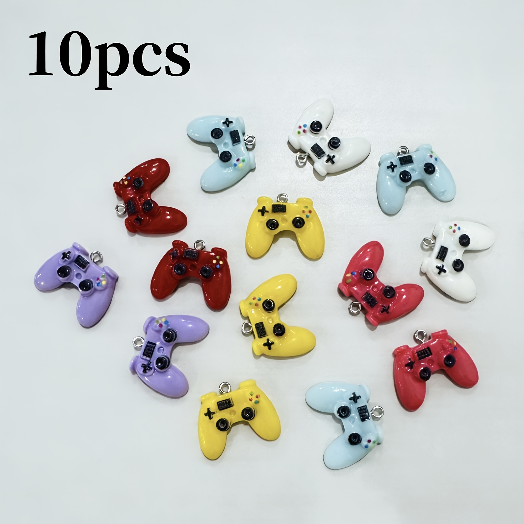 10pcs, Cute Colorful Resin Charms, Game Controller Design Pendants, For Jewelry Making Additions