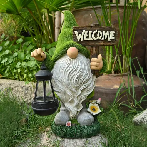 gnomes decorations for yard with solar led light 13 large outdoor funny garden lawn gnome decor with welcome sign or pumping christmas and birthday gifts