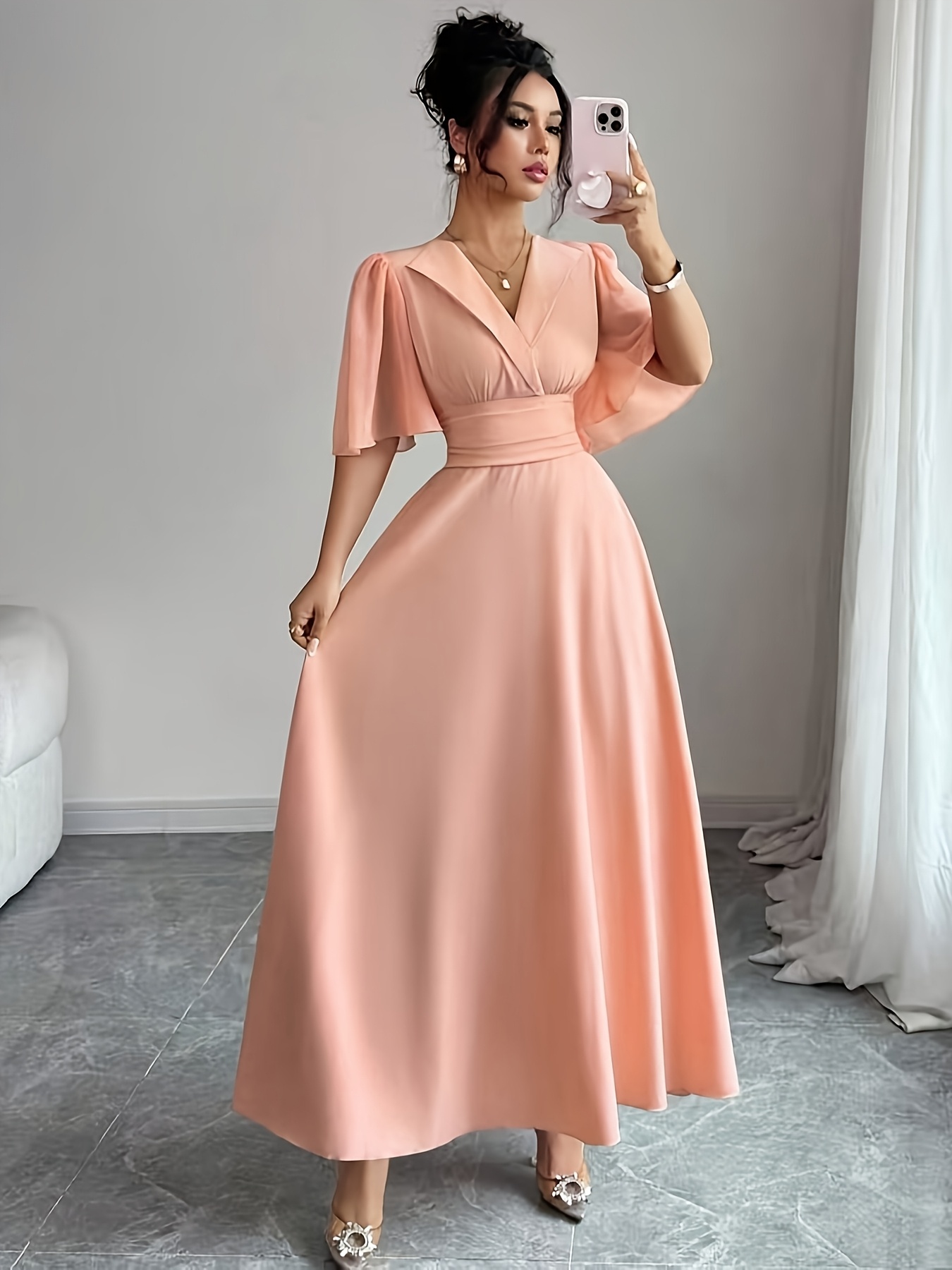 white christmas dresses Tiffany Peach Dress– Teuta Matoshi main image 1