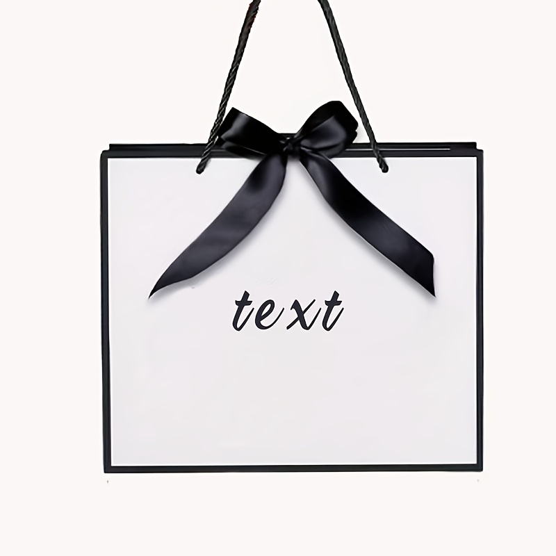 TEMU 1 Custom Gift Bag With Customizable Text, Featuring A Bow-, Made Of Paper, Lightweight And Foldable. Perfect For Mother's Day Gifts/holiday
