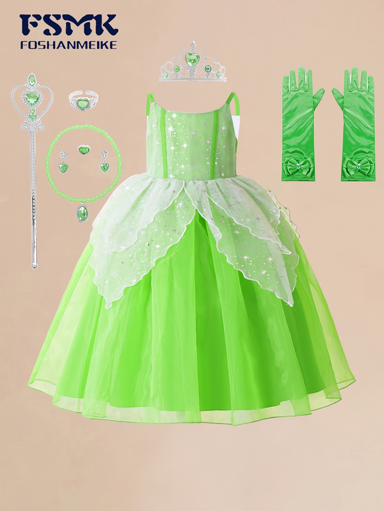 girls green garden fairy dress outfit sleeveless