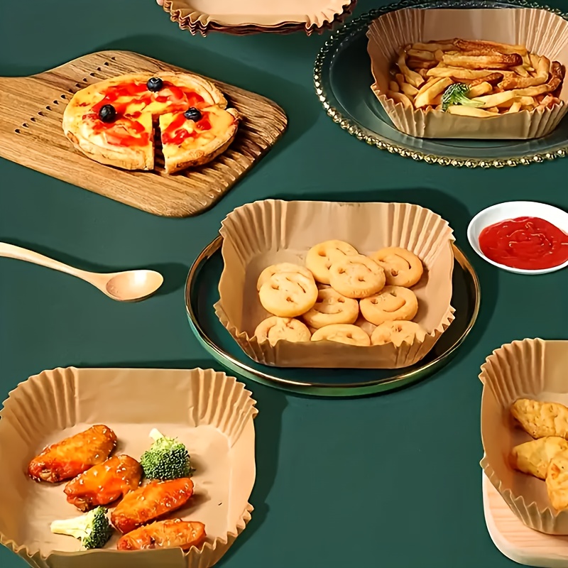 100 air fryer liners non stick oil resistant high quality non stick air fryer liners no leakage paper trays suitable for healthy cooking and baking father gift details 4