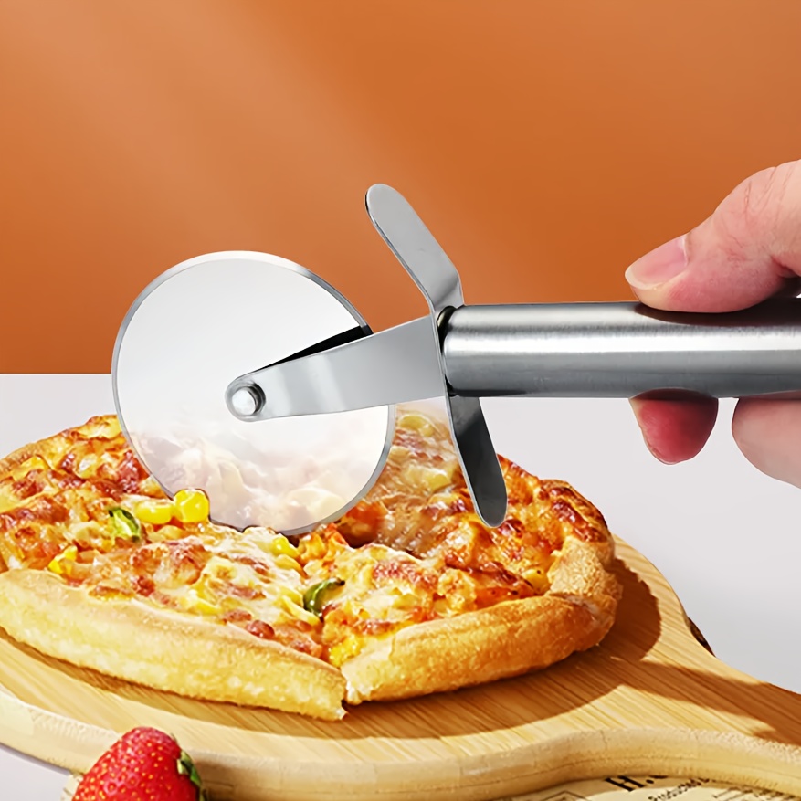 1pc Stainless Steel Single-Wheel Pizza Cutter for Home Kitchen Baking, Pizza, Pancakes, and Cakes