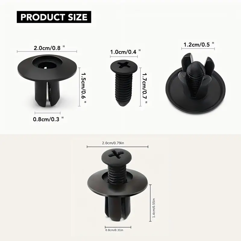 100 50 20pcs 8mm large black plastic rivets durable fasteners for car bumpers screw clips suitable for toyota for ford for for nissan yamaha resistant weatherproof details 0