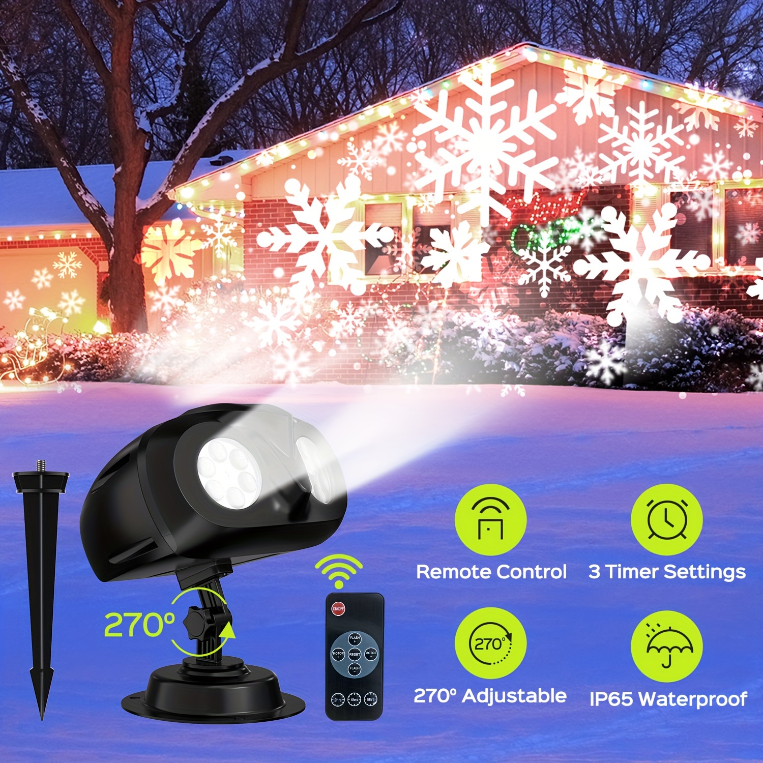 

Multifunctional Christmas Projector Lights Outdoor, Rotating Hd Design With Timer And 16.4ft Cord, Ideal For , Garden, Party, Club, Bar - , New Year, Thanksgiving