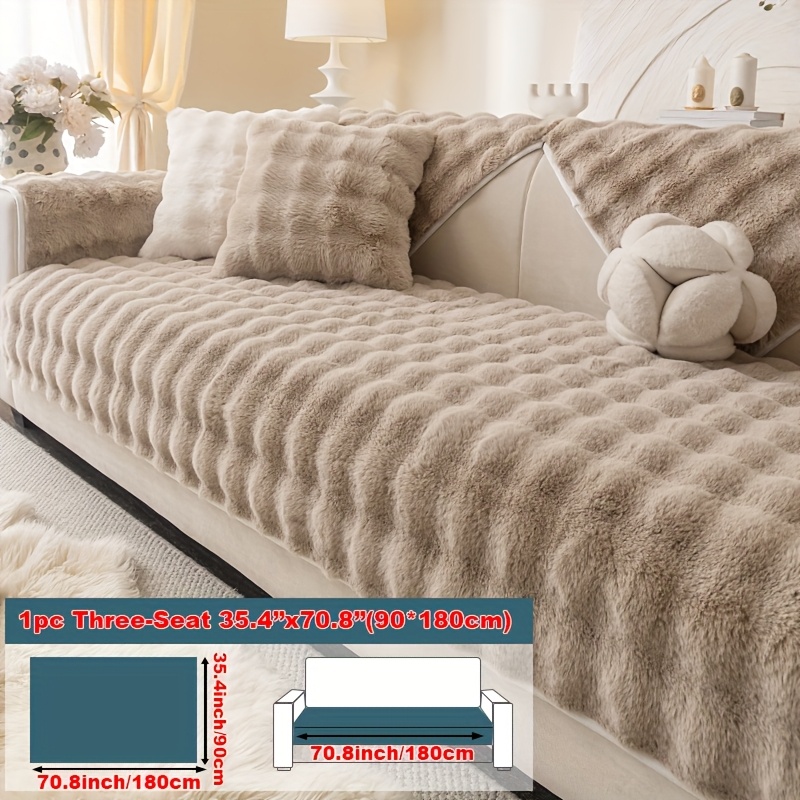 TEMU 1pc Sweet And Warm Plush Sofa Cushion, Comfortable And Breathable, Anti Slip Furniture Protective Cover, Pet Friendly - Down