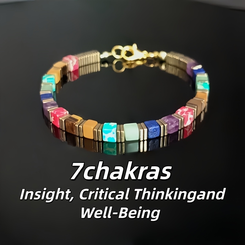 TEMU 1pc, Bracelet de méditation de yoga haut de gamme, comprenant pierres naturelles de couleurs variées associées à l'améthyste, symbolisant et ,