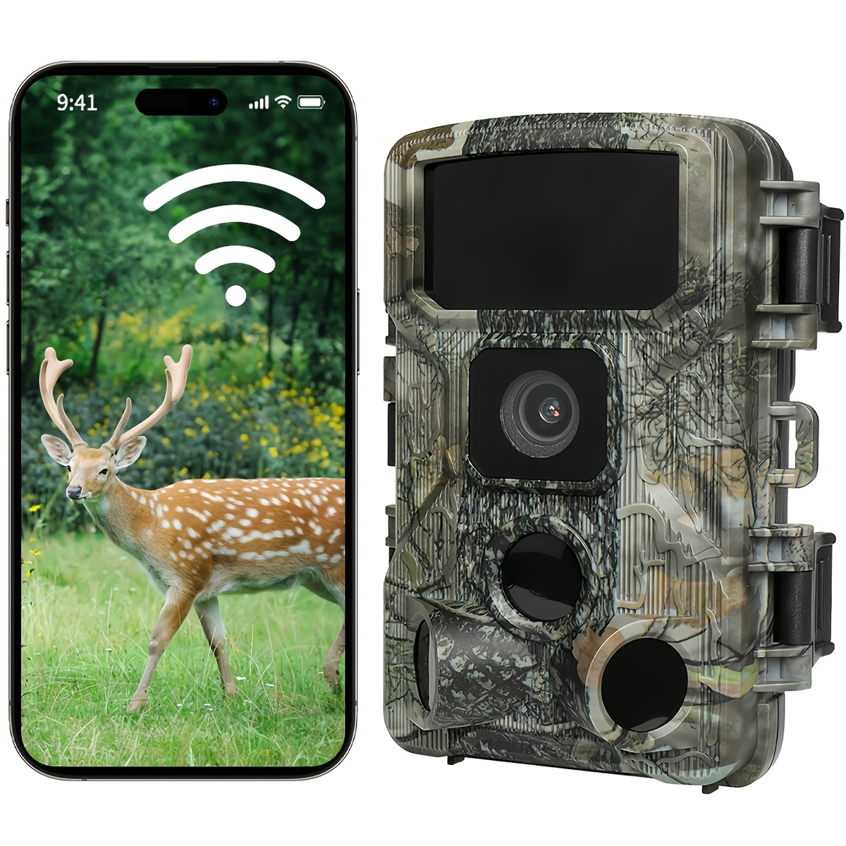 1080p Trail Camera, Game Camera With Night Vision Motion Activated 0.4s 120° Wide Sensor Hunting Deer Camera With 2'' Lcd App Control