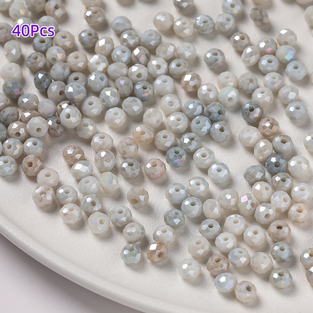 TEMU 2D - 40pcs Cuentas de Vidrio Teñidas con Agua de 6Mm, Cuentas Sueltas, Suministros para Hacer Joyas de Pulseras y Collares