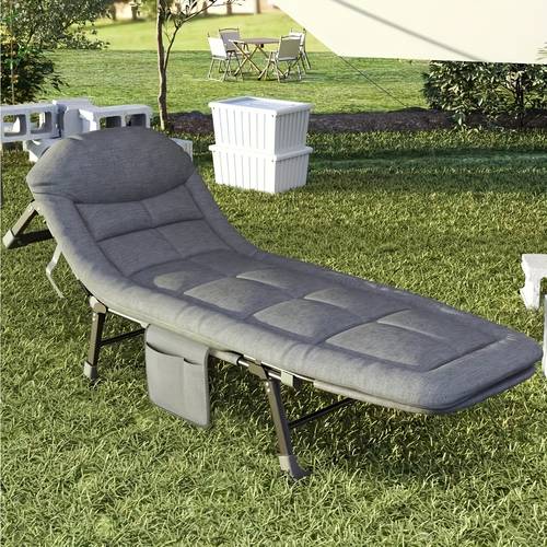office home sofa lounge chair 6 level adjustable headrest height 600 pound load capacity outdoor portable folding bed with mattress and pillow heavy duty solid frame