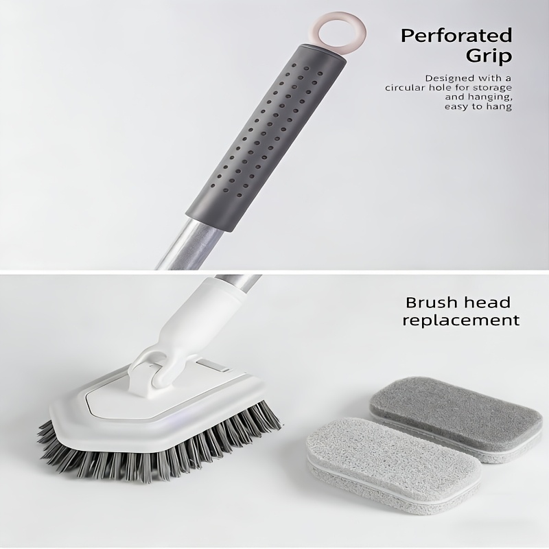 dual head retractable floor and shower brush long handle multi purpose cleaning for bathroom bathtub floor baseboards sink kitchen   walls made of plastic 7