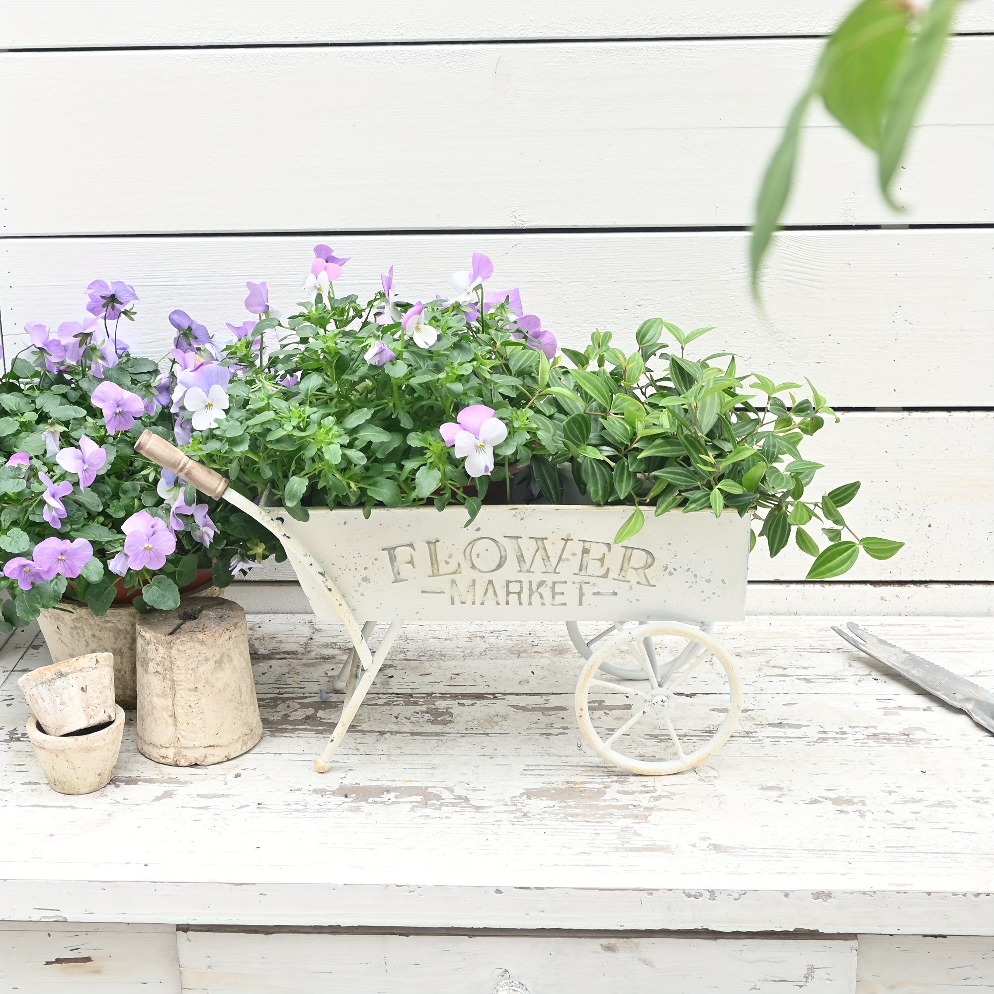 Vintage Blumenwagen Aus Metall - Dekorative Schubkarre Für Garten & Balkon