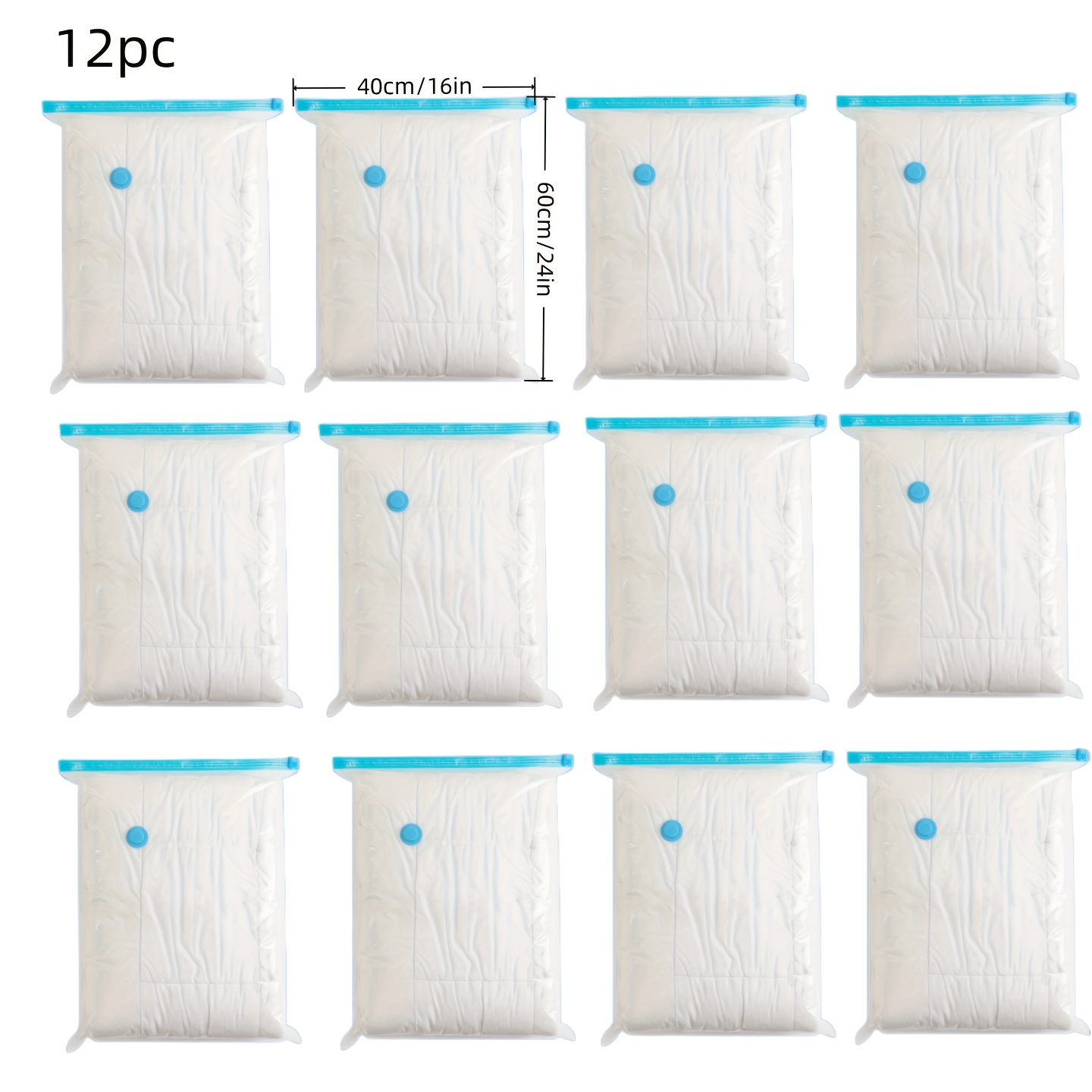 12pcs/set, Wholesale Pack, Vacuum Storage Bags, Sealed Compression Bags For Clothes, Pillows, Travel-friendly, Convenient, , Space