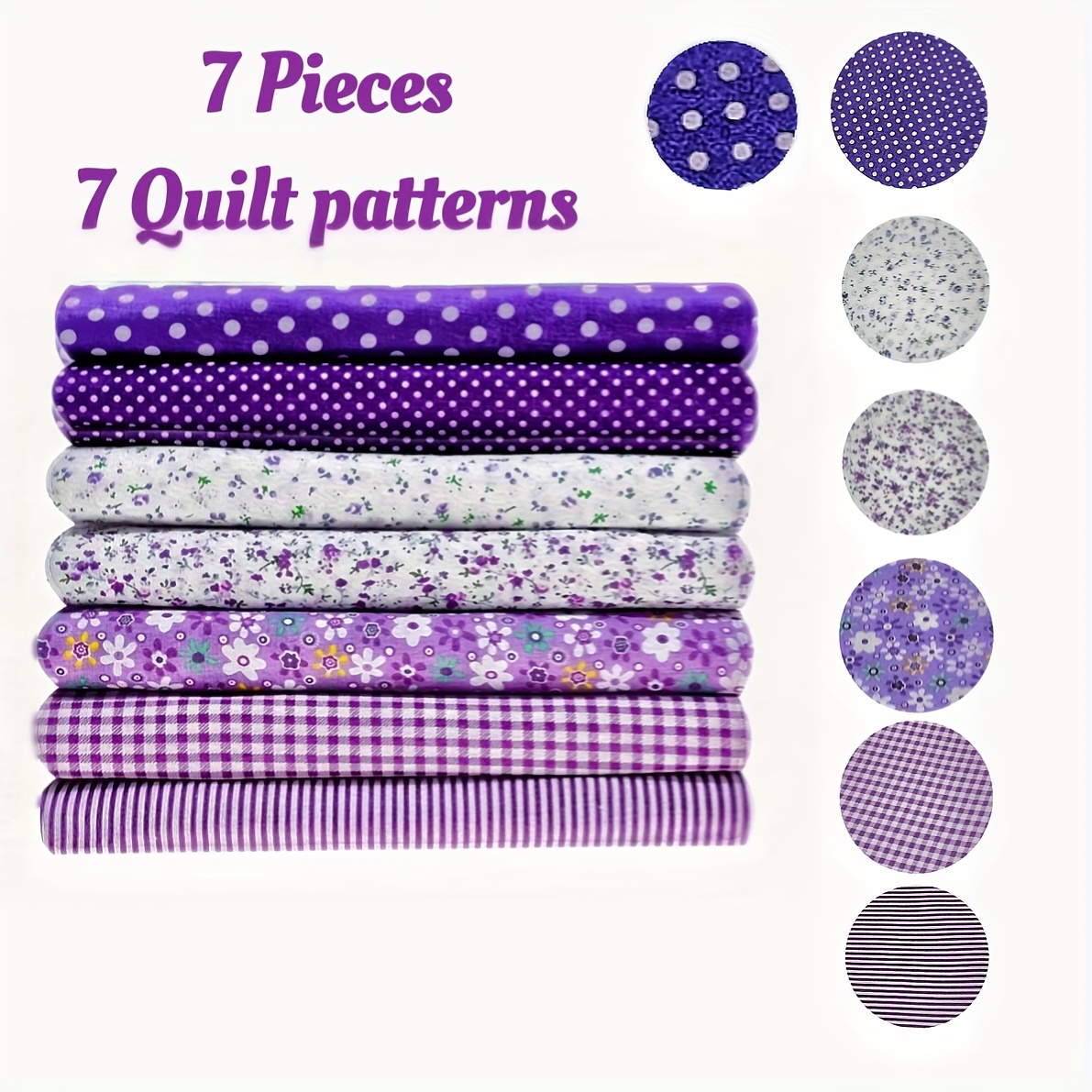 7pcs purple floral   bundle pre cut quarter squares vibrant and   suitable for quilting and   quilts decorations dolls and bags hand wash    