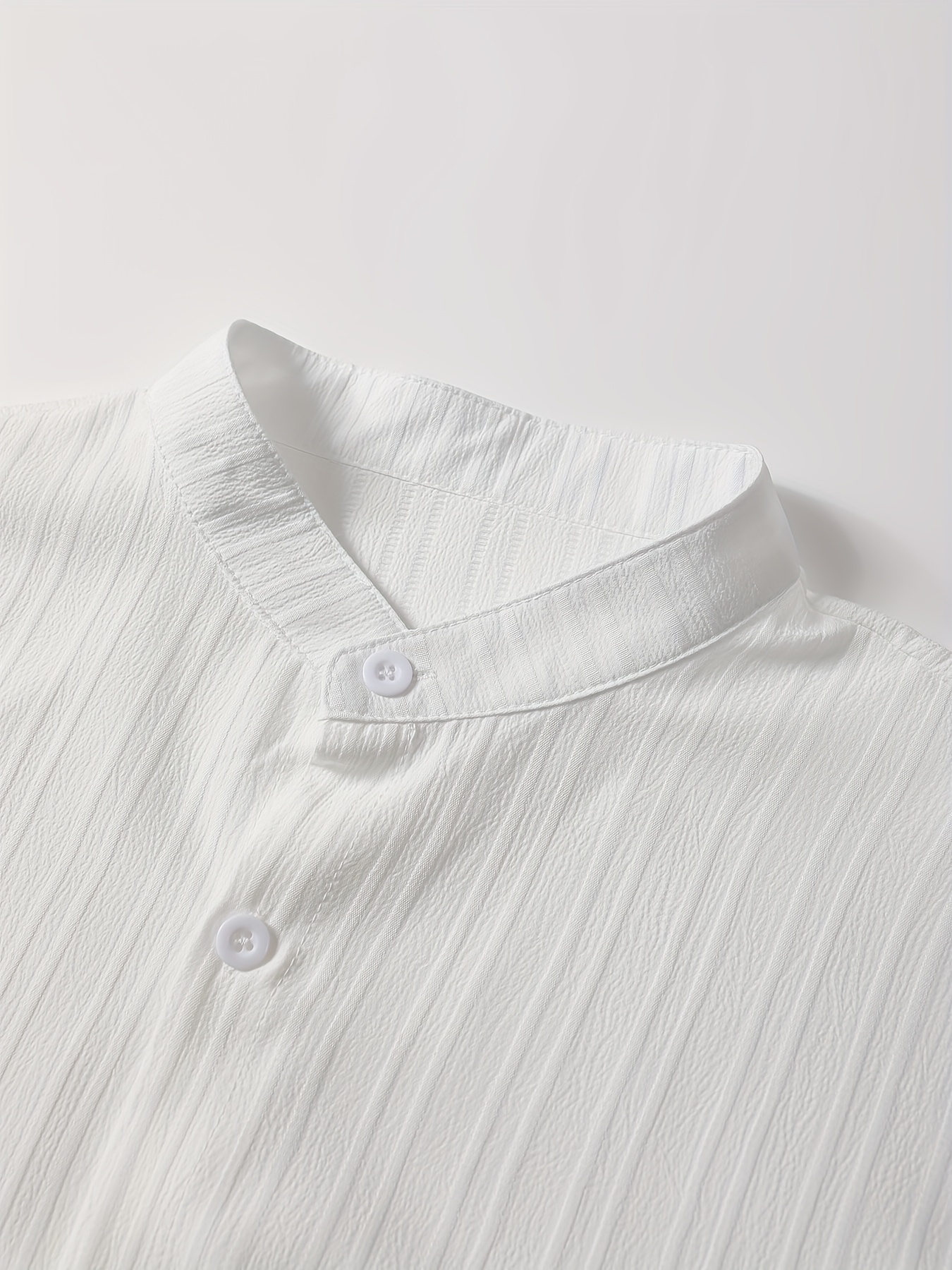 Men's Summer, Fashionable Wave Pattern Simple Casual Short Sleeve Shirt and Plain Trousers Set