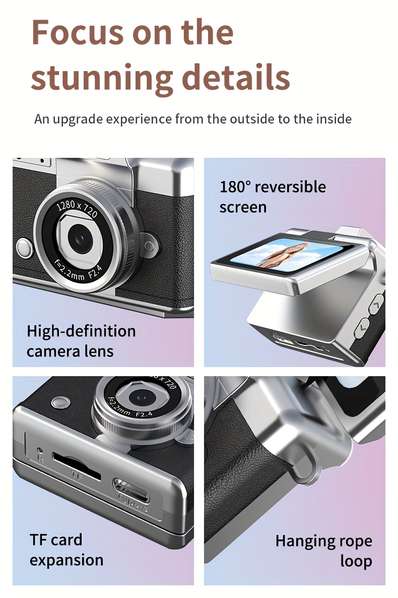 pocket camera with 1 47 ips screen 1080p hd video compact portable vlogging camera suitable for travel self shooting cmos camera with auto   zoom ideal gift for     s Product details 9