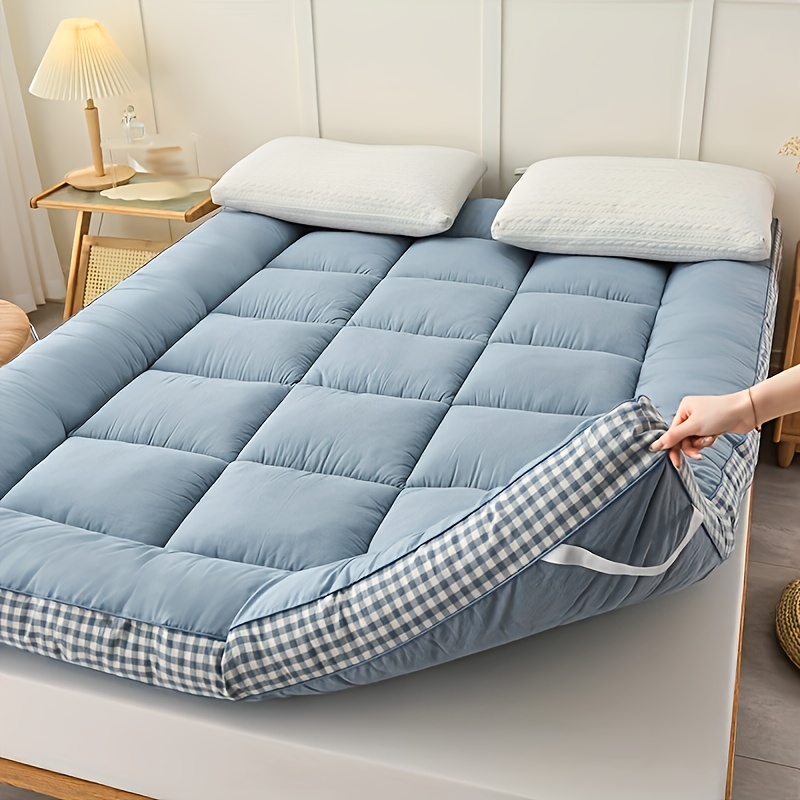 1pc solid color printed layered mattress pad cover soft warm breathable for autumn and   bedding for bedroom apartment   school dorm 8