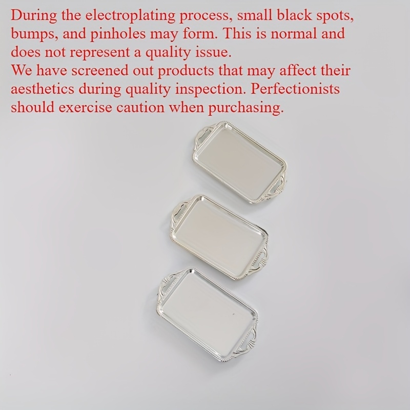 3pcs Electroplated Plastic Plate Square Dish Small Plates Candle Ornament Tray Home Decoration