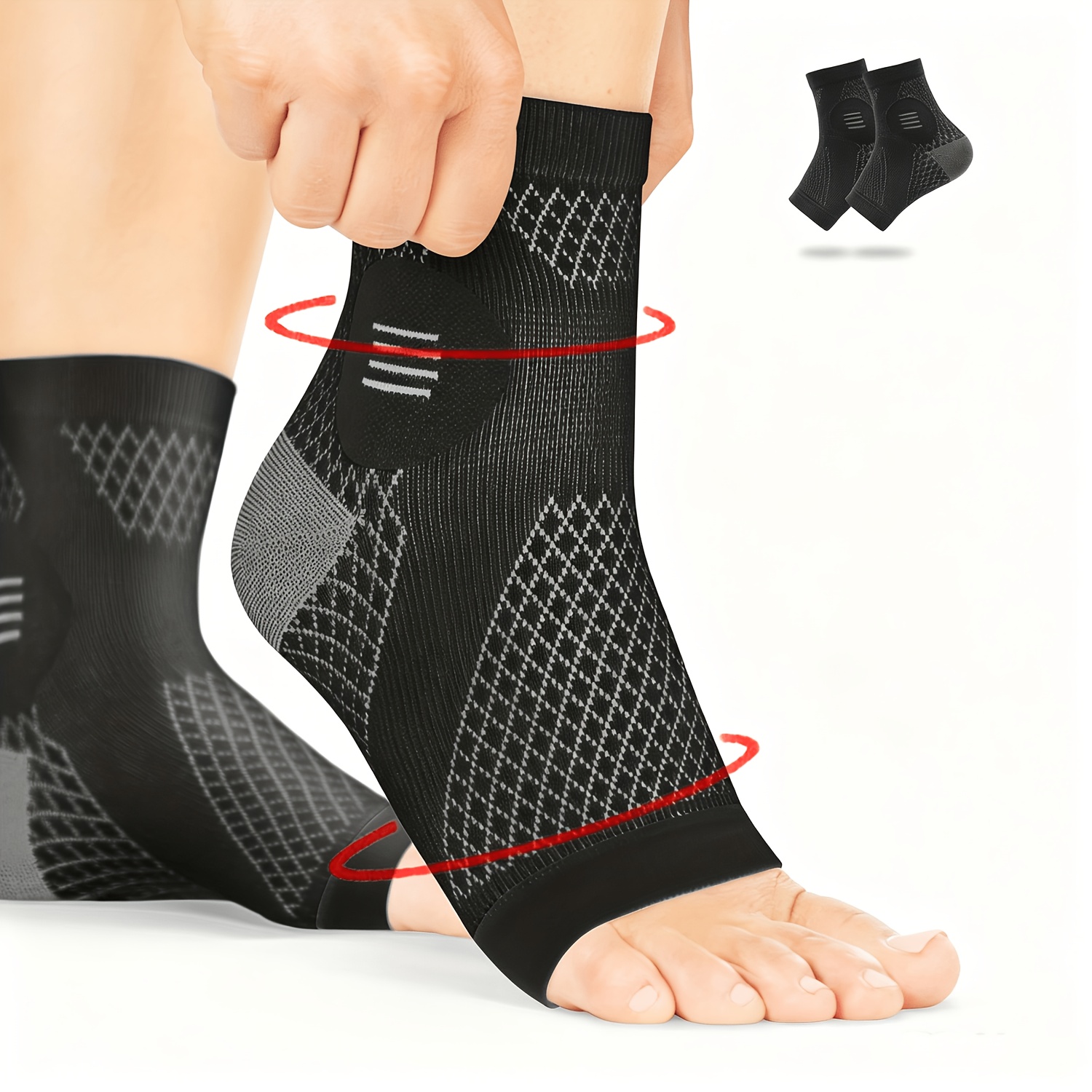 1 pair of high quality ankle compression socks arch and ankle support pressure sleeves open toe design socks elastic braces suitable for daily wear and outdoor activities ideal for holiday gifts mothers day couples day labor day