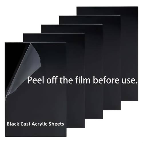 item picture 6pcs black acrylic board 2mm thick glossy surface durable and flexible suitable for laser cutting engraving crafts logo decoration